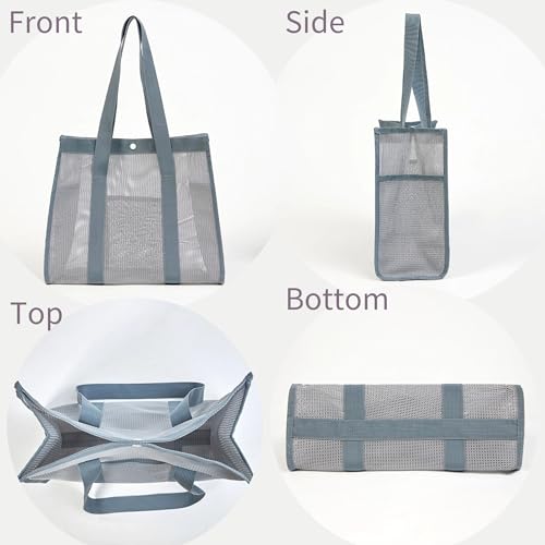 Noy Lacha Small Mesh Beach Bag Totes Lightweight Travel Toy Tote Mesh Swimming Pool Bag with Multiple Pockets