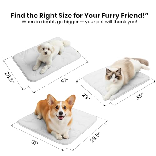 DORMORA Self Cooling Mat for Dogs & Cats, 35x23 Soft Breathable Cold Crate Pad for Pet, Portable Washable Kennel Bed for O...