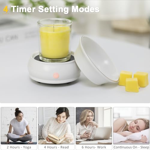 Wax Melter Candle Warmer with Timer - Ceramic Electric Scented Wax Melts Warmer 4-in-1 Candle Burner Melter Timer Adjust F...
