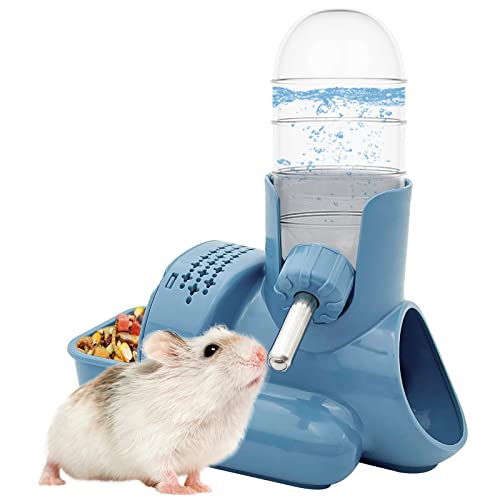 VANNON 3 in 1 Hamster Water Bottle No Drip Small Animal Water Bottle Automatic Bottle Dispenser with Food Container Base H...
