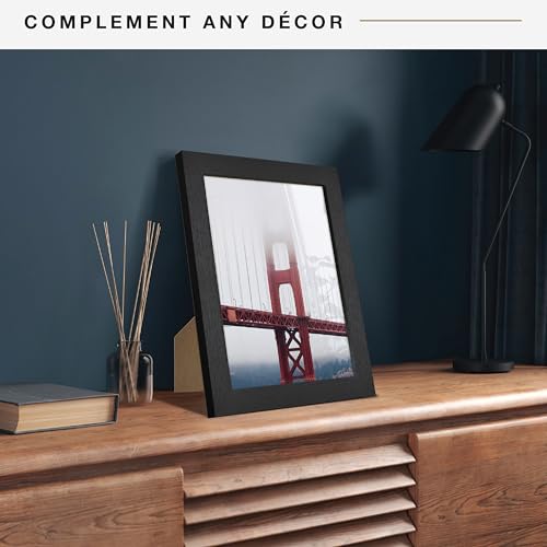 MCS Studio Gallery 8x10 Picture Frame Black Woodgrain Engineered Wood, Vertical & Horizontal Wall Hanging & Easel for Tapl...