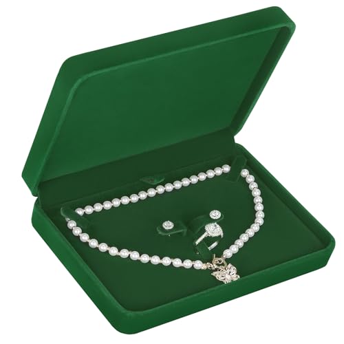LETURE Large Velvet Jewelry Set Box, Big Necklace and Ring Earring Pendant Gift Box, Pearl Necklace/Chunky Necklace Jewelr...