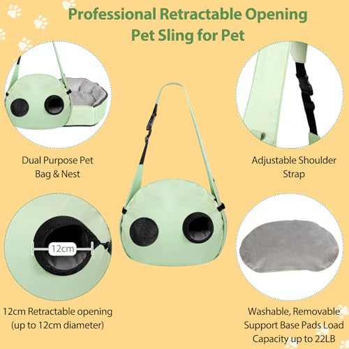 2-in-1 Convertible Pet Sling Carrier & Bed - with Breathable Mesh, Adjustable Strap & Pocket，for Travel, Vet Visit & Home ...