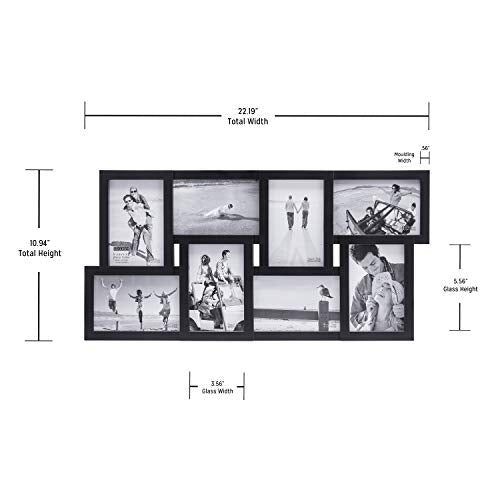 Malden International Designs Collage Picture Frame for Wall, Holds Eight Photos : 4-6x4 and 4-4x6 Inch - Black Plastic, Wa...