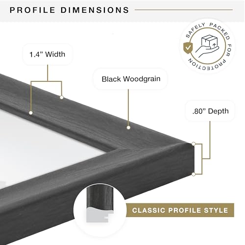 MCS Studio Gallery Classic 20x27 Poster Frame Black Woodgrain Engineered Wood, Vertical & Horizontal Wall Hanging Large Pi...