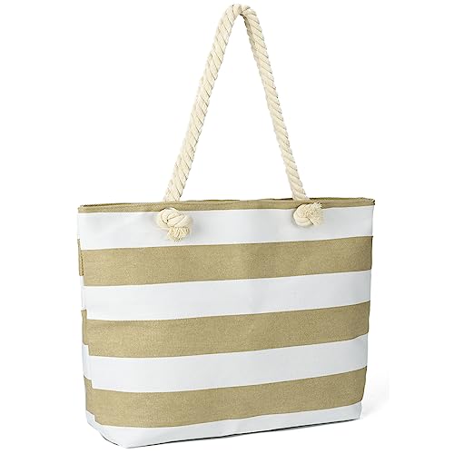 LAVTUG Beach Bags for Women, Large Canvas Beach Tote Bag Waterproof Sandproof Beach Bags Swim Pool Bag Travel Essentials