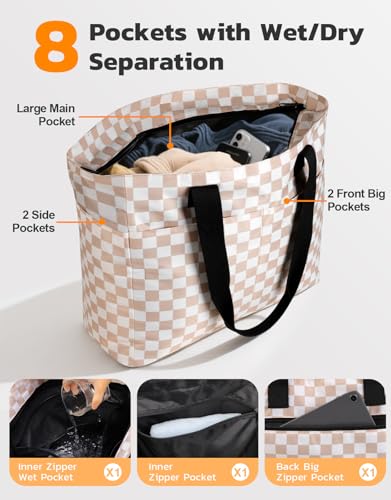 ISEYOU Beach Bag and Cooler Bag Set, 45L Waterproof XXL Foldable Tote with Zipper, 8 Pockets for Pool, Picnic, Travel