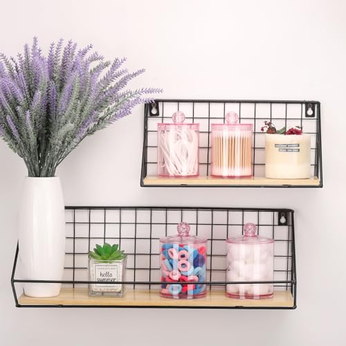 Tbestmax 12 oz & 10 oz Qtip Holder - 4 Pack Restroom Bathroom Organizers and Storage Containers, Pink Plastic Apothecary J...