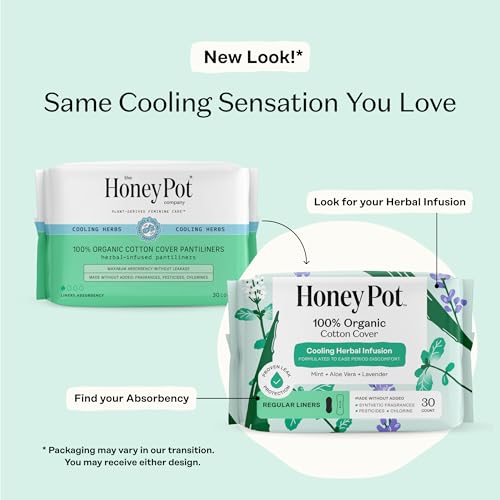 The Honey Pot Company - Herbal Everyday Panty Liners for Women - Infused w/Essential Oils for Cooling Effect & Organic Cot...