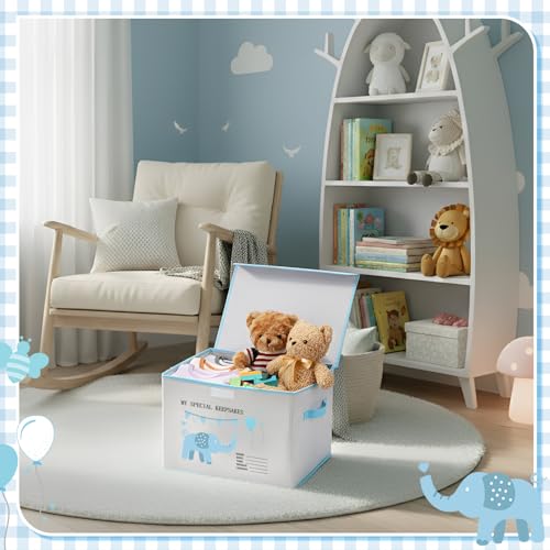 LemonRoad Baby Memory Keepsake Box 16x12x12inch Baby Shower Elephant First Keepsake Box New Parent Newborn Baptismal Birth...