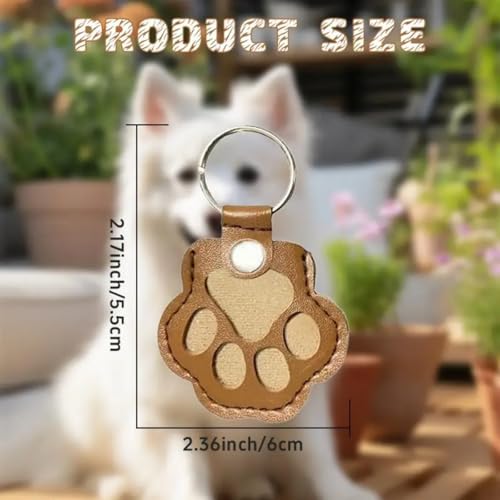3 Pcs Pet Paw Shaped Leather Keychain, Pet Hair Memorial Keyring,Fur Collection Gift for Cat and Dog Hair Storage