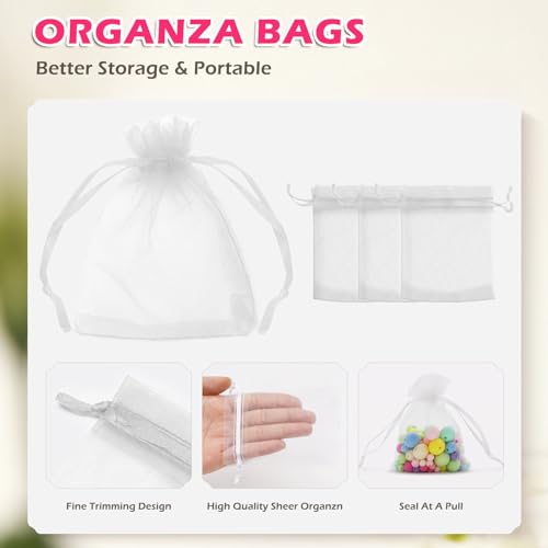 ANZNKU 50PCS White Organza Bags 3x4, Small Gift Bags Bulk for Sachet Jewelry Candy Treat, Mini Mesh Bag Drawstring for Wed...