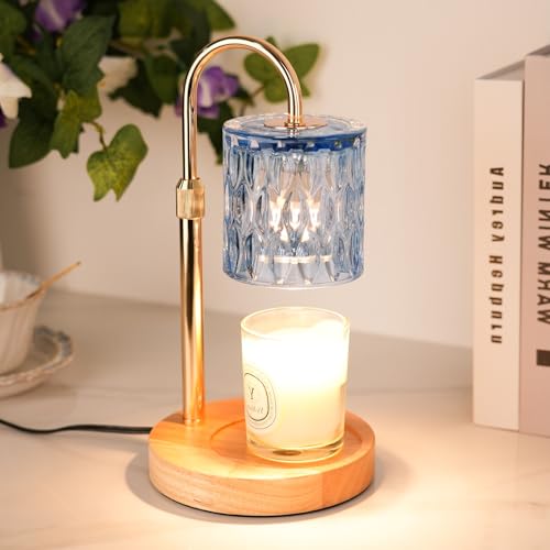 HAIDOLIANG Candle Warmer Lamp with Timer and Dimmer, Height and Brightness Adjustable,Glass Electric Wax Warmer with 2 Bul...