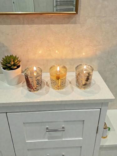 Romantic Times Scented Candle with Lavender, Clear Glass Container with Natural Botanicals, Cylindrical Shape, 2.75 x 2 In...