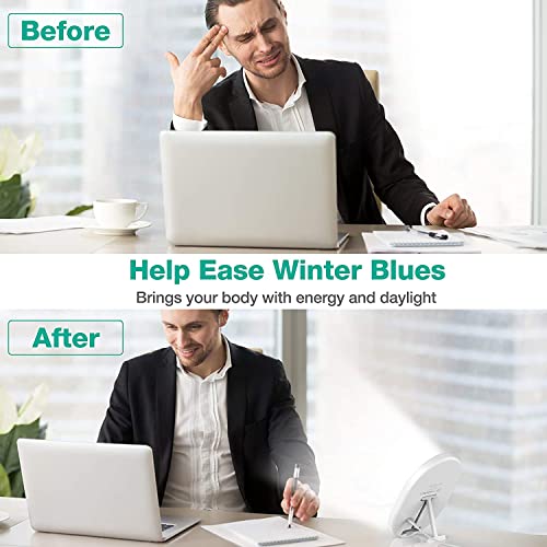 UV-Free 10000 Lux Daylight Lamp - Touch Control with 3 Brightness Levels & 4 Timer Functions, Large Surface & Rotatable St...