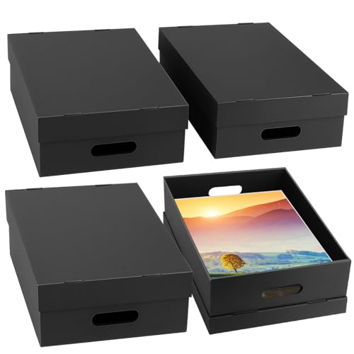 AOBOPLE 4 Pack Photo Storage Box,16" x 12" x 4" Keepsake Box with Handle Holes,Protective Storage Box for Photos,Pictures,...