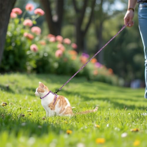 Giecooh Cotton Cat Harness and Leash Set, Escape-Proof Adjustable Soft Harness for Kitten, Small & Large Cats, Ideal for T...