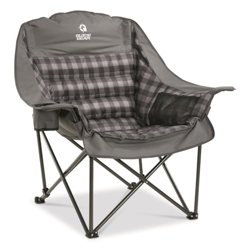 Guide Gear Oversized Extra Large Padded Camping Chair, Portable, Folding, Large Camp Lounge Beach Chairs for Outdoor, Adul...