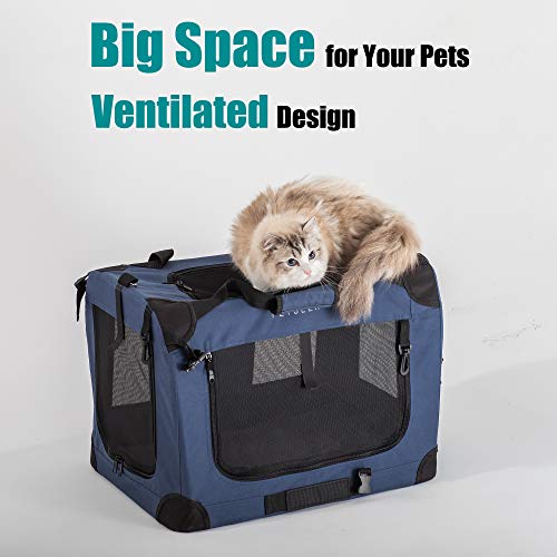 Petseek Extra Large Cat Carrier Soft Sided, Portable Small Dog Carrier for 2 Cats, 24"x16.5"x16" Car Travel Folding Comfor...