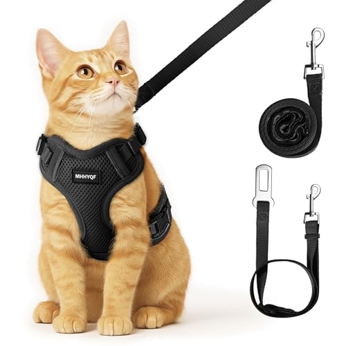 Cat Harness and Leash for Walking, Cat Car Harness, Escape Proof Soft Adjustable Vest Harnesses for Cats, Easy Control Bre...