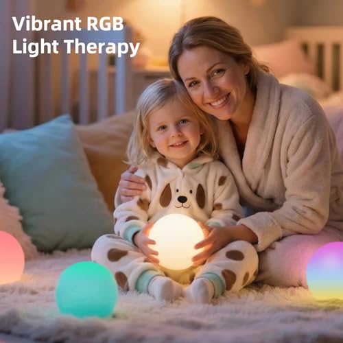 BLUEYE 6Inch LED Ball Night Light,200Lumens,16RGB Therapy,Remote Control Table Lamp,Rechargeable Orb Globe Sphere Ambient ...