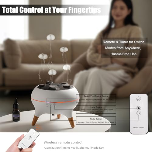 Holwim Essential Oil Jellyfish Diffuser, Aromatherapy Diffuser, 250ml Ultrasonic Cool Mist Humidifier, Music Sync Jelly Fi...