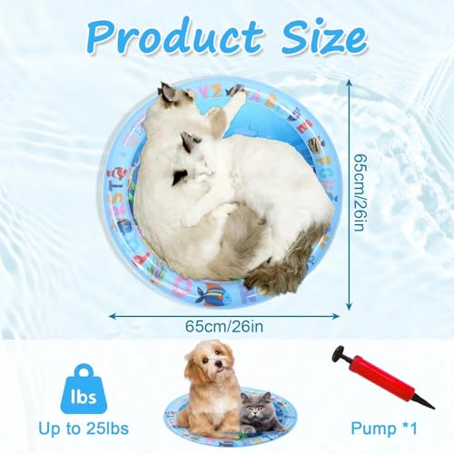 Cat Water Mat, Pet Water Bed with Fish, Thickened Sensory Play Mat for Cats, Leak-Proof Inflatable Cooling Playmat, Washab...