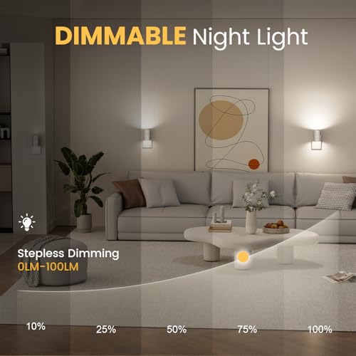 VOLISUN Night Lights Plug into Wall, Dimmable LED Nightlight with Dusk to Dawn Light Sensor, 0-100LM Adjustable Brightnes...