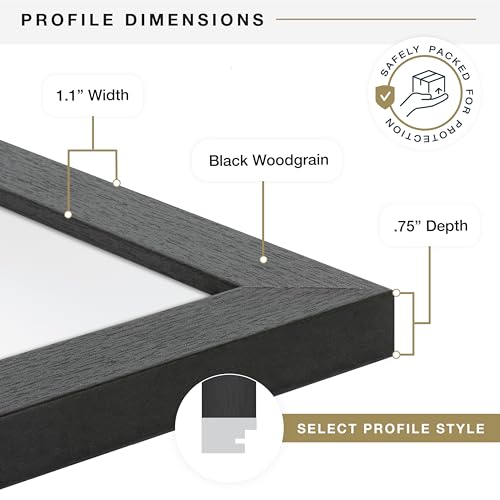 MCS Studio Gallery 20x28 Poster Frame Black Woodgrain Engineered Wood, Vertical & Horizontal Wall Hanging Large Picture Fr...