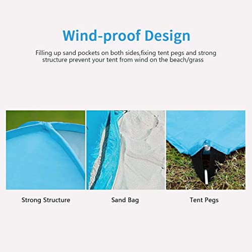 Pop Up Beach Tent –for 2-3 Person UPF 50+ UV Sun Protection Beach Shade Tent Pop Up Sun Shelter with Carry Bag and Stakes ...