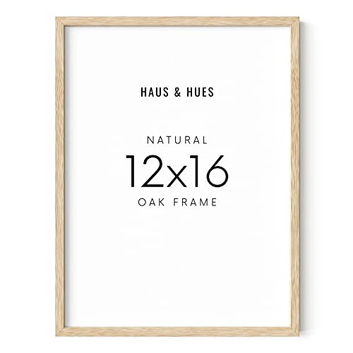 HAUS AND HUES Beige Oak Wood 12x16 Picture Frame - Modern Wood Wall Art Display - Lightweight 12x16 Frame for Art Prints, ...