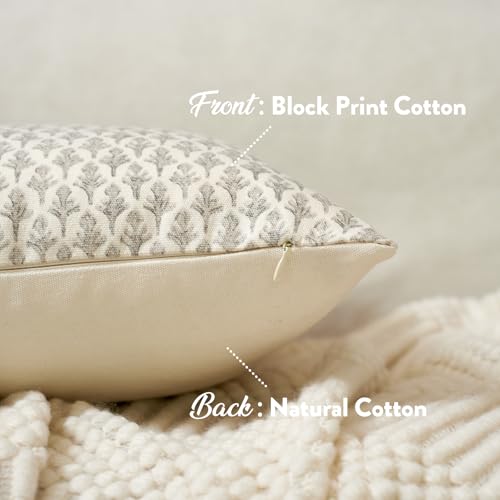 FIOUOVO Floral Pillow Covers 18x18 Pillow Cover Block Print Couch Pillows for Living Room Decorative Neutral Accent Throw ...
