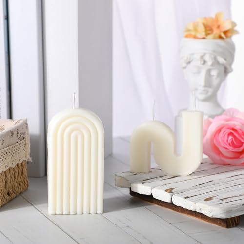 Roowest 2 Pieces Aesthetic Candles Twist Shaped Candle Trendy Taper Candles Minimalist Geometric Soy Wax Scented Art Decor...