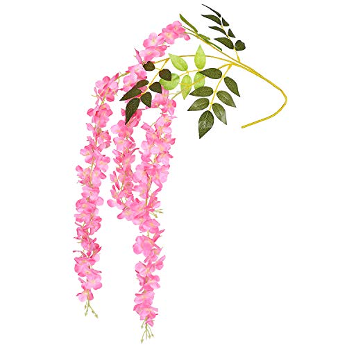 DearHouse 6 Pack Artificial Fake Wisteria Vine Ratta Hanging Garland Silk Flowers String Party Home Wedding Decor, 3.75 Fe...