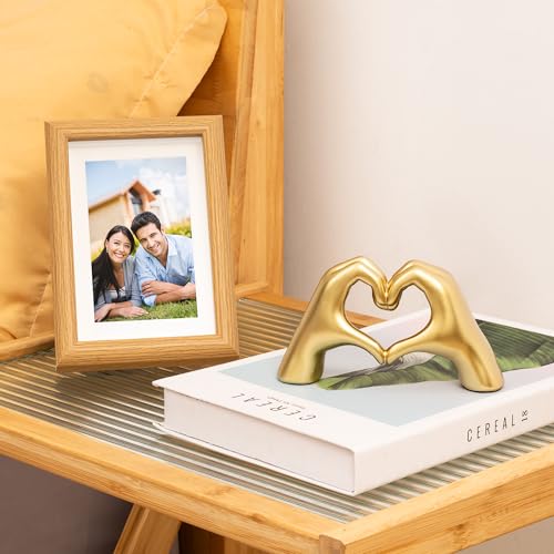 Gold Decor Living Room - Small Shelf Decor Aesthetic - Heart Hands Sculpture - Teen Girls Bedroom Knick Knacks - Cute Home...