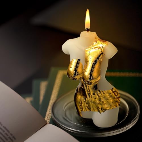 Nuanchu 2 Pcs Female Shaped Soy Wax Scented Candle Woman Bust Candle Handmade Scented Decorative with Gold Foil for Christ...