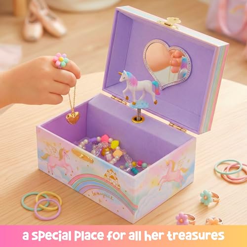 Giggle & Honey® Musical Jewelry Box for Girls - Kids Jewelry Box, Unicorn Toys for Girls 4-6, Unicorn Gifts