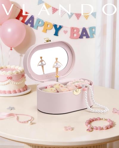 VLANDO Musical Jewelry Box for Girls - Kid Music Box with Ballerina for Birthday Bedroom Decor - Valentines Day Birthday G...