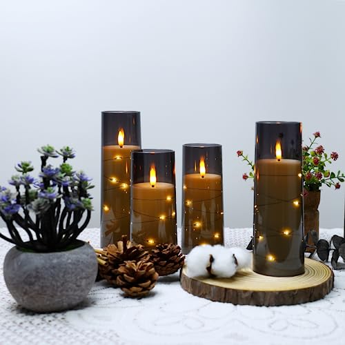 kakoya Flameless LED Candles with Timer 5 Pc Flickering Flameless Candles for Romantic Ambiance and Home Decoration Stable...