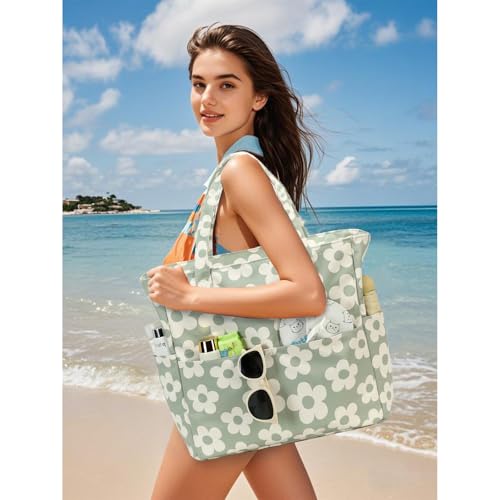 Bluboon Waterproof Beach Tote Pool Bags for Women Ladies Extra Large Carry On Bag With Wet Compartment for Weekender Travel