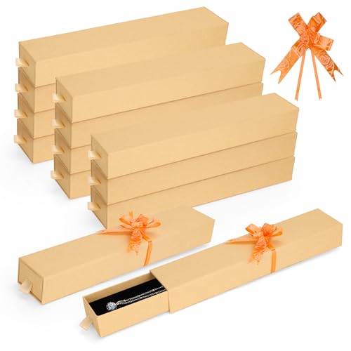 MATUFF 12-Pack Drawer Style Jewelry Gift Boxes with Sponge Insert, 8.7"x1.8"x1.2" Necklace & Bracelet Display Box for Pres...