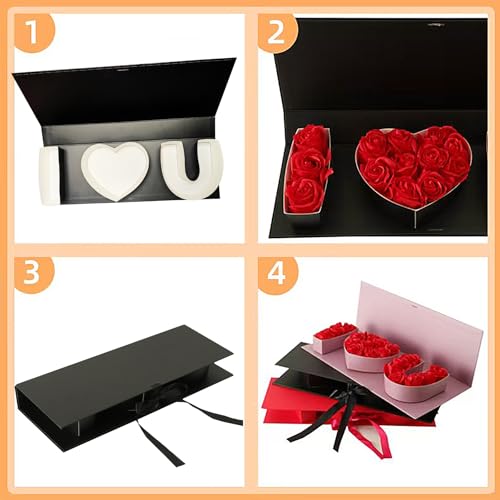 MLOLM 6 Pcs I Love You Flower Box Valentines I Love U Fillable Gift Box Empty I Heart U Cardboard Box For Valentines Mothe...