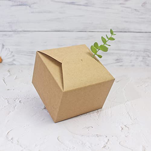 WEWILUCK Brown Box for Presents, 10 Pack Small Empty Kraft Paper Gift Boxes with Ribbon For Packaging Candy, Cookie, Choco...