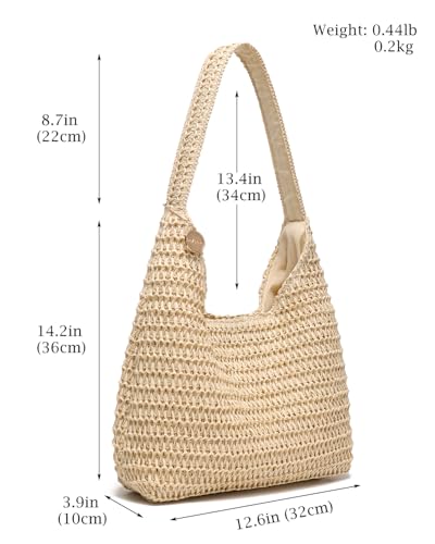 SUANNI Straw Bags for Women, Large Woven Tote Bag, Summer Beach Shoulder Bag, Hobo Handbag for Vacation, Travel Casual Purse
