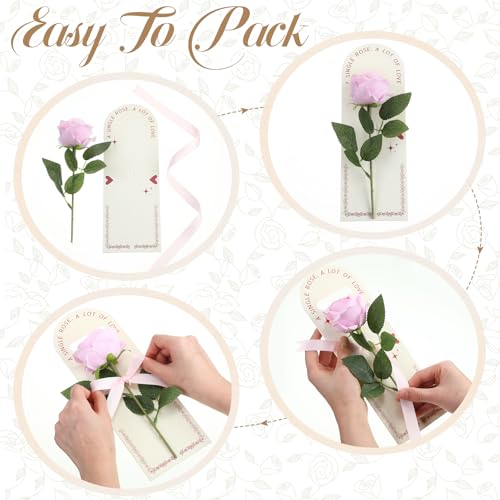 Suncalla 4 Pack Artificial Rose Gift Set for Mom, Mothers Day Flowers Gift with Handheld Boxes Card, Mini Rose Bouquet Kee...