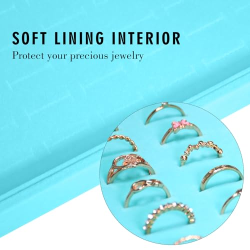 Siveit Velvet Ring Display Tray Organizer Box with Transparent Lid, 100 Slot Ring Holder Showcase For Store Display Jewelr...