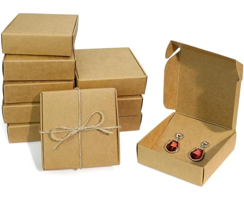 KMEOSCH Jewelry Gift Boxes, Kraft Paper Gifts Wrapping Box 3.15x3.15x2.5 inches Small Multi-purpose Accessories Packaging ...