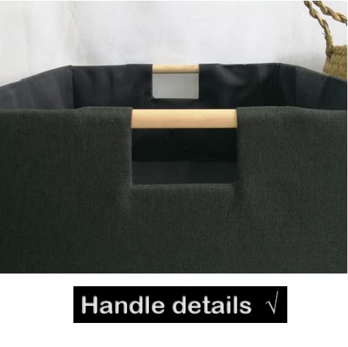 FUULOXE Storage Bin for Shelves Rectangle Closet Baskets Foldable Box with Handles Black Storage Boxes for Home Office Car...