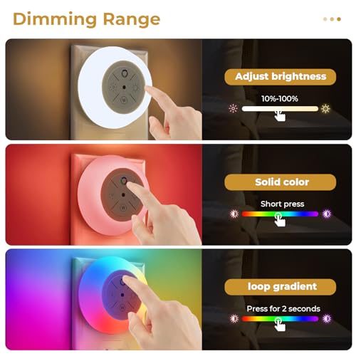Dawnrise Night Lights Plug Into Wall, Dusk to Dawn Sensor, 2 Pack,12-Color Changing Led Plug in Night Light Dimmable for B...