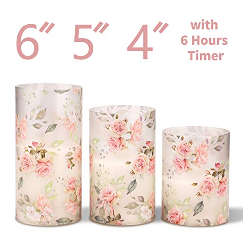 Silverstro Rose Flameless Candles with Remote Real Wax Blinks Glass Battery Operated Candles - Home Party Wedding Thanksgi...